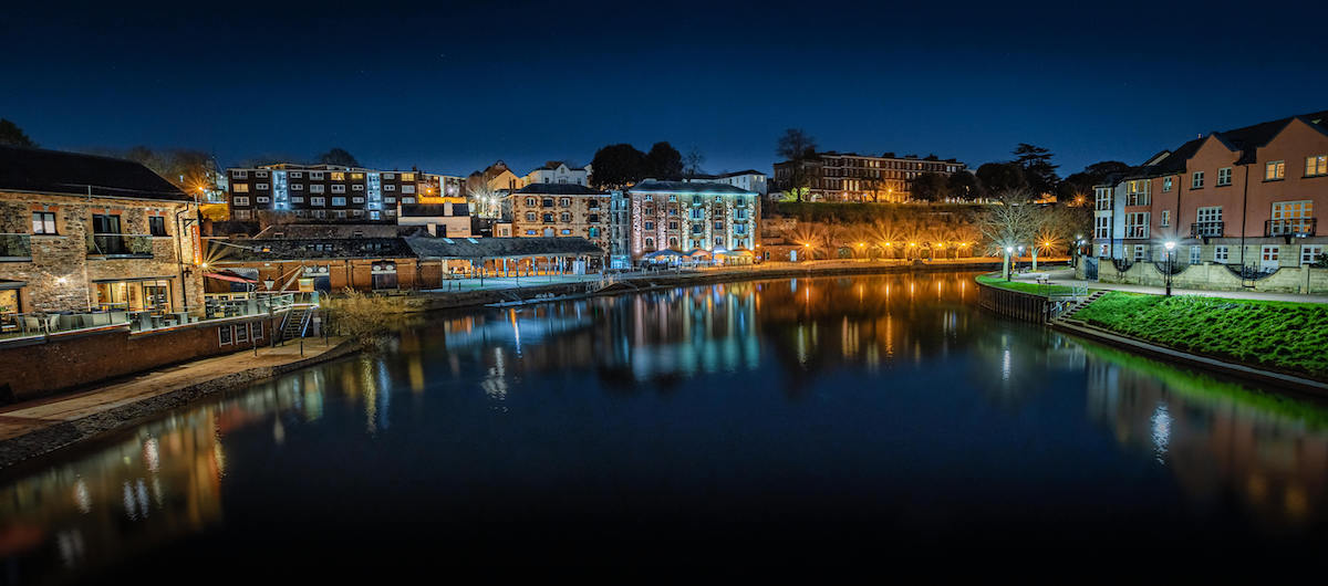 Generator Hub at Exeter Quayside at night